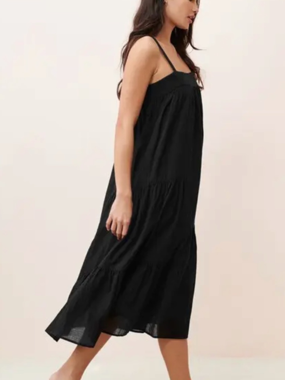 Jenni Kayne - Lightweight Tiered SquareBlack Sleeveless Summer Shift Dress - XXL